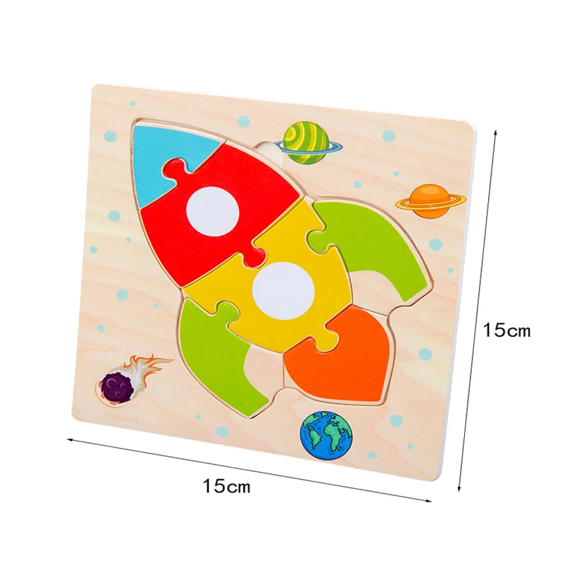 Puzzles 3D en bois pour bébés / Tangram de formes / Apprentissage éducatif / Animaux dessin animé / Jouet de réflexion pour enfants / Idée cadeau