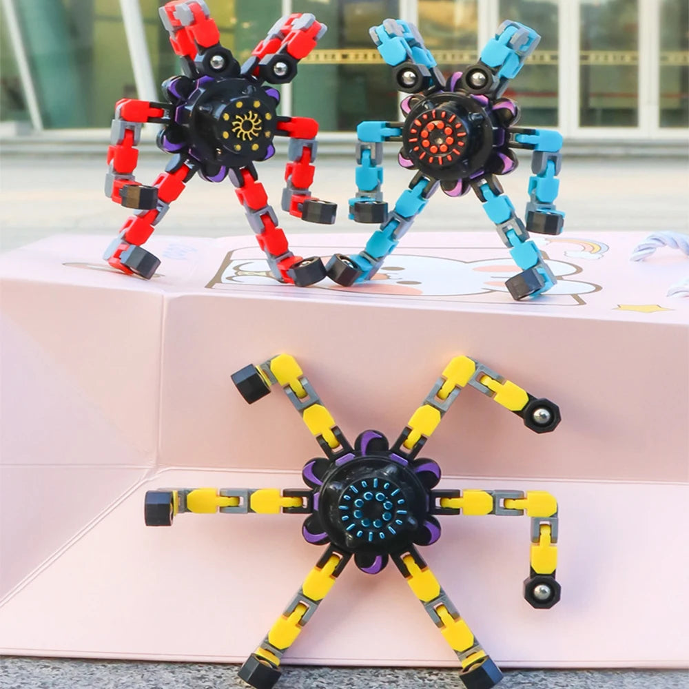 Fidget spinner déformable en chaîne / Jouet antistress pour enfants / Hand spinner / Jouet de détente pour adultes / Gyro sensoriel / Idée cadeau