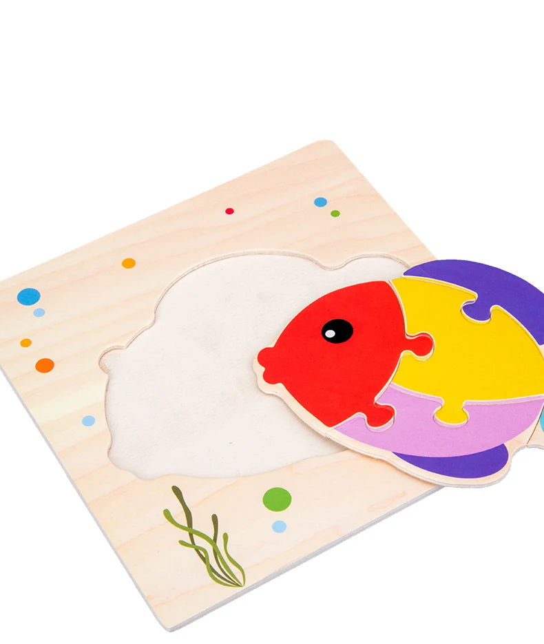 Puzzles 3D en bois pour bébés / Tangram de formes / Apprentissage éducatif / Animaux dessin animé / Jouet de réflexion pour enfants / Idée cadeau