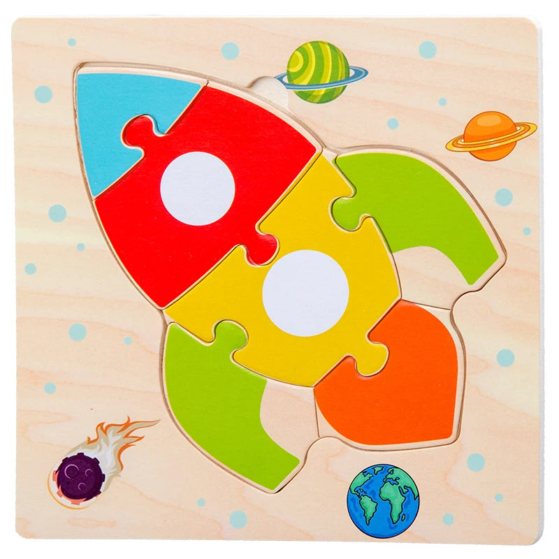 Puzzles 3D en bois pour bébés / Tangram de formes / Apprentissage éducatif / Animaux dessin animé / Jouet de réflexion pour enfants / Idée cadeau