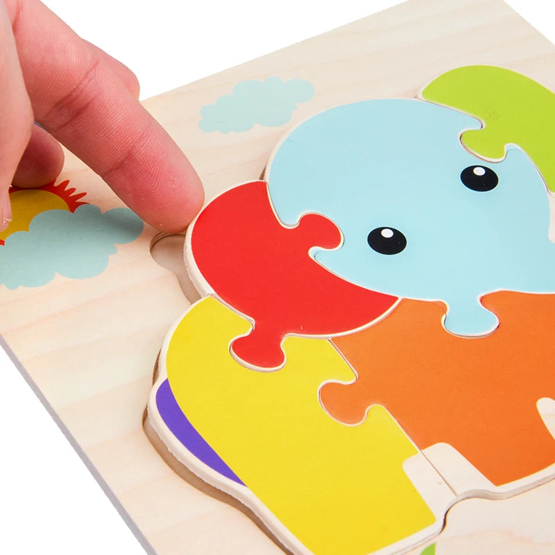 Puzzles 3D en bois pour bébés / Tangram de formes / Apprentissage éducatif / Animaux dessin animé / Jouet de réflexion pour enfants / Idée cadeau