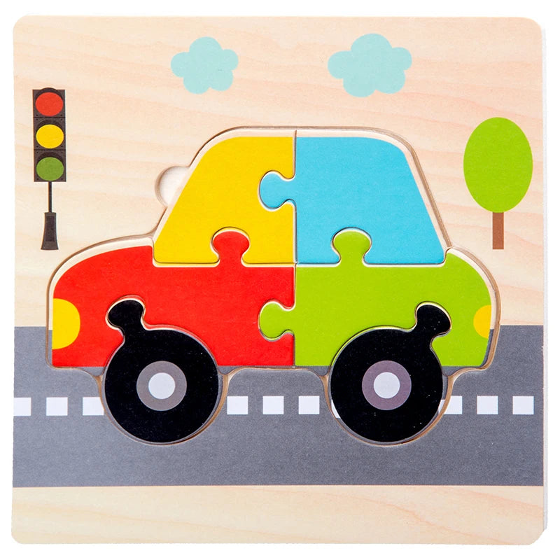 Puzzles 3D en bois pour bébés / Tangram de formes / Apprentissage éducatif / Animaux dessin animé / Jouet de réflexion pour enfants / Idée cadeau