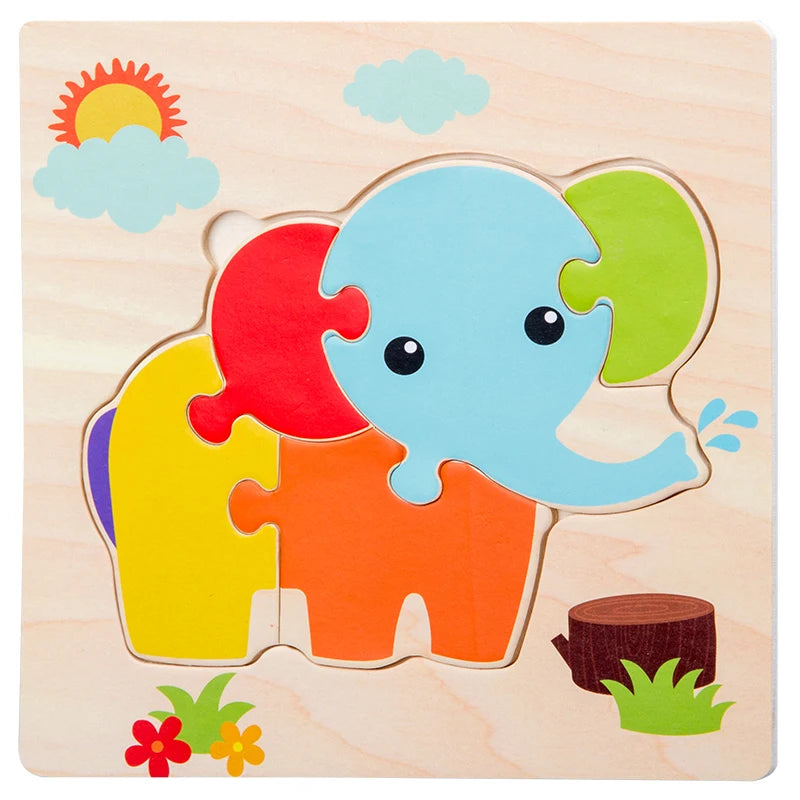 Puzzles 3D en bois pour bébés / Tangram de formes / Apprentissage éducatif / Animaux dessin animé / Jouet de réflexion pour enfants / Idée cadeau