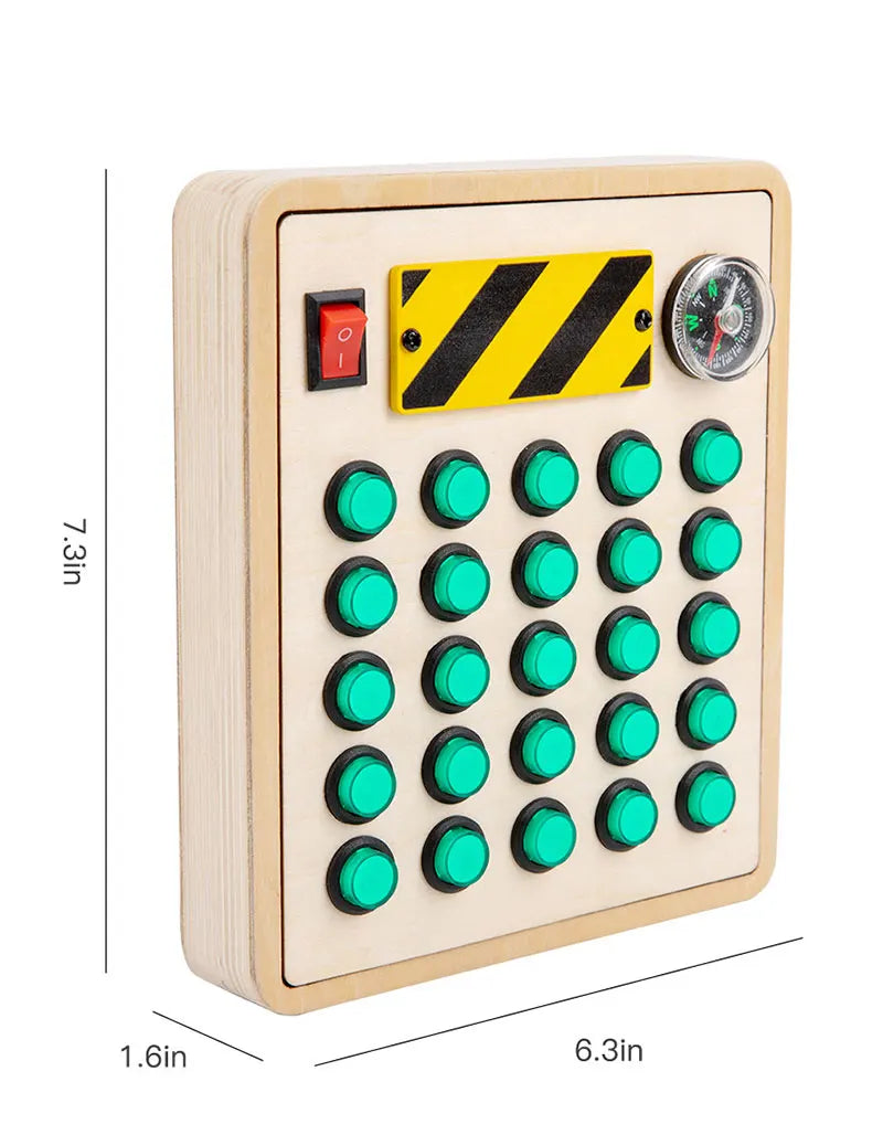 Montessori Busy Board Jouets mentaires oriels en bois avec interrupteur à lumière LED, Tableau de commande, Activités de voyage, Jeux pour enfants, 2-4 ans