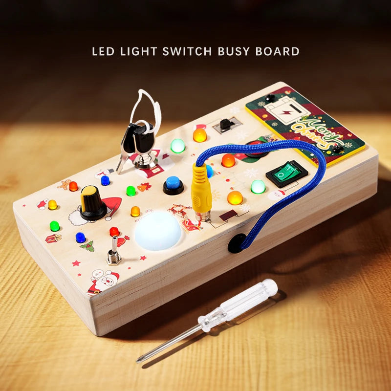 Jouets d'éducation précoce pour enfants, lumière Led électronique, planche sensorielle en bois pour bébé, Montessori, cadeaux de noël pour tout-petits