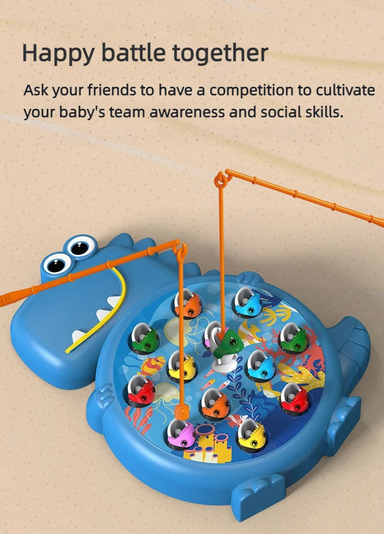 Jeu de pêche magnétique dinosaures / Jouet avec canne pour enfants / Jouet Montessori pour bébés / Jouet éducatif sans rotation / Idée cadeau