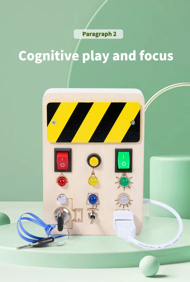 Bébé Montessori occupé conseil lumière LED interrupteurs panneau de commande jouets sensoriels en bois occupé conseil enfants jeux enfants Puzzle jouets cadeaux
