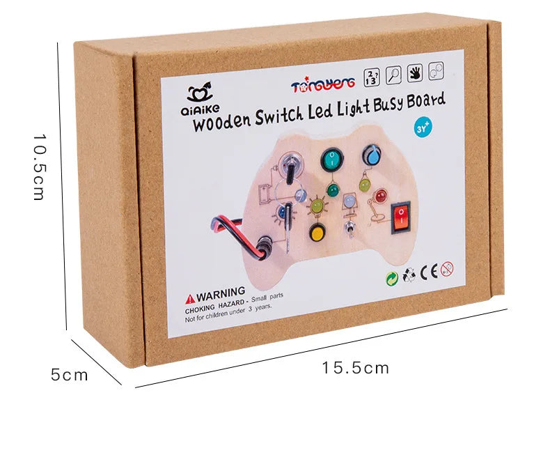 Planche d’activités Montessori / Circuit LED avec prise et interrupteur ON/OFF / Développement de la motricité fine et des capacités cognitives / Jouet éducatif pour bébés / Idée cadeau Busy Board