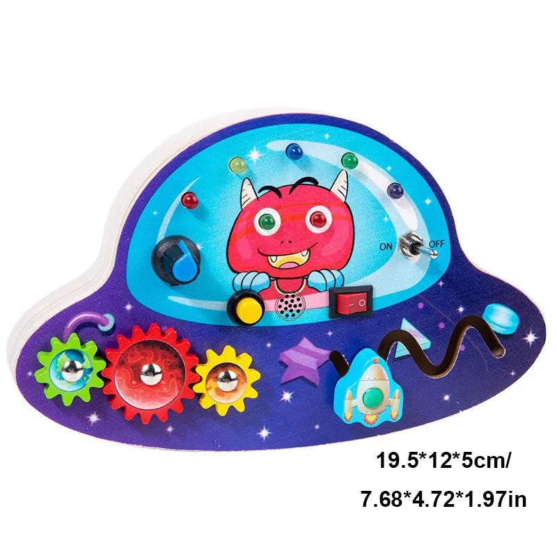 Planche d’activités Montessori / Circuit LED avec prise et interrupteur ON/OFF / Développement de la motricité fine et des capacités cognitives / Jouet éducatif pour bébés / Idée cadeau Busy Board