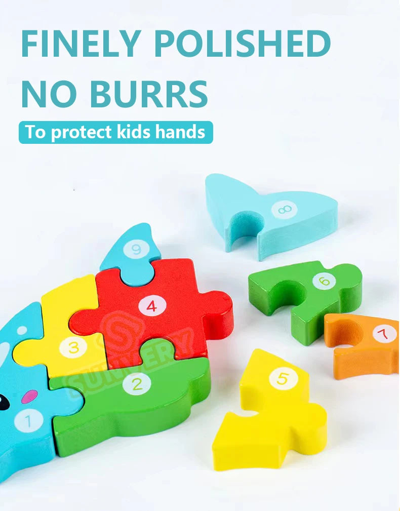 Puzzles en bois Montessori pour tout-petits / Jouets Montessori pour enfants de 2 à 5 ans / Puzzle éducatif 3D dinosaures