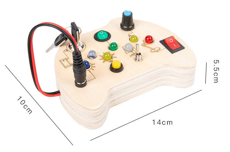 Planche d’activités Montessori / Circuit LED avec prise et interrupteur ON/OFF / Développement de la motricité fine et des capacités cognitives / Jouet éducatif pour bébés / Idée cadeau Busy Board