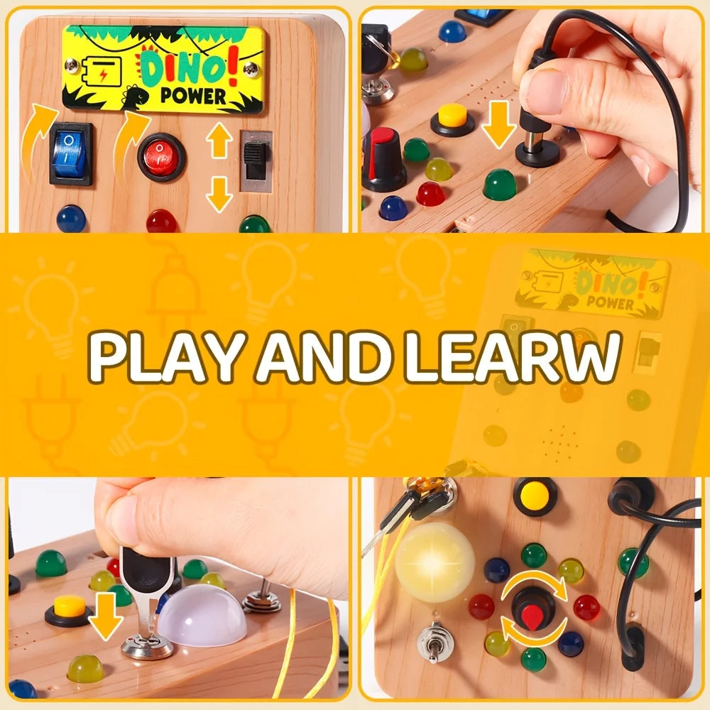 Panneau lumineux LED Montessori pour enfants, interrupteur de Simulation, panneau d'alimentation, bouton lumineux occupé, Puzzle, jouet d'apprentissage pour l'éducation précoce
