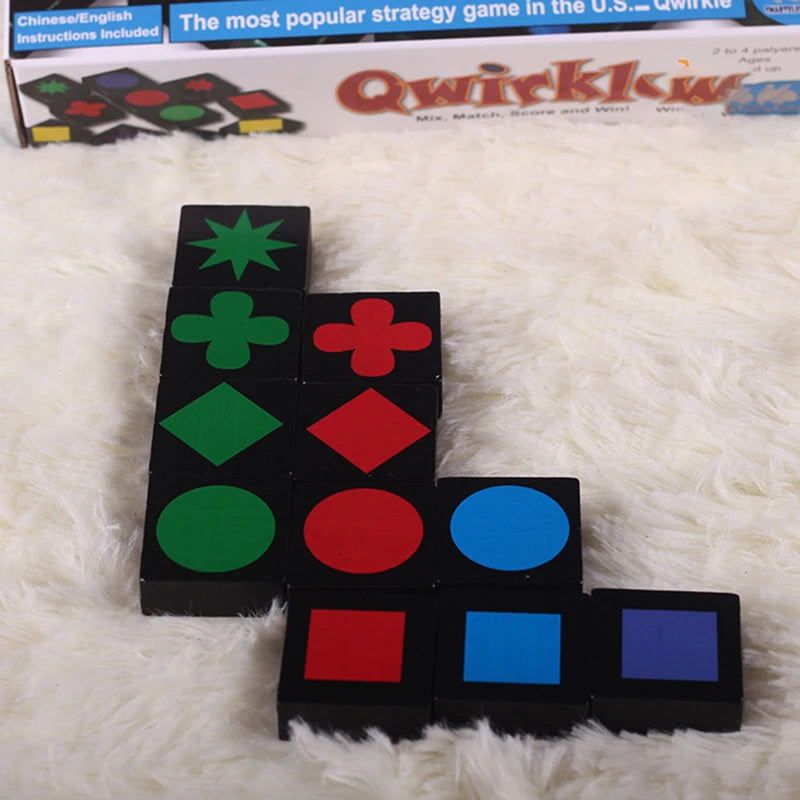 Cadeaux de Noël / Nouveaux jouets éducatifs pour enfants / Jeu de stratégie en bois Qwirkle / Jeu interactif parent-enfant / Jouets pour enfants et adultes