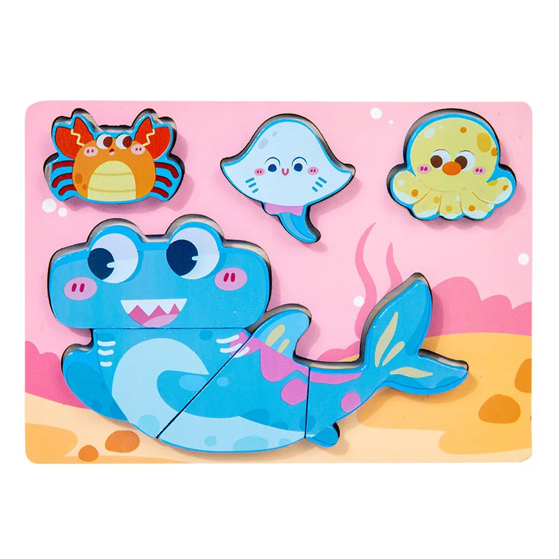 Puzzles en bois Montessori pour tout-petits / Jouets Montessori pour enfants de 2 à 5 ans / Puzzle éducatif 3D dinosaures