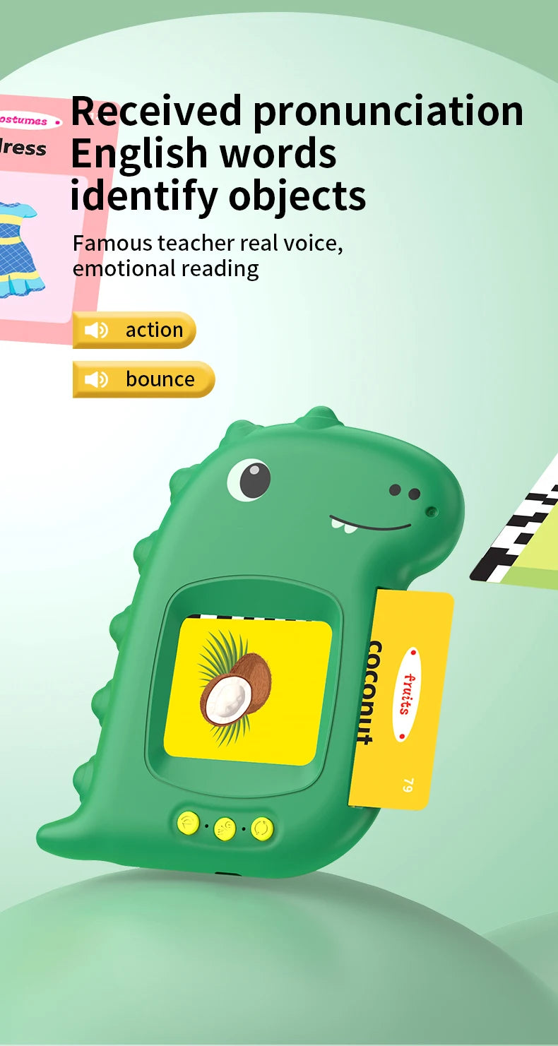 Machine de cartes éducatives précoces / Cartes audio en anglais / Apprentissage du langage parlant / Jouet électronique pour enfants / Cadeau d’anniversaire