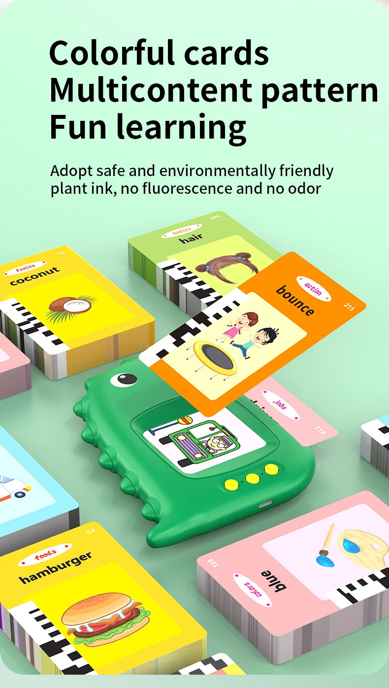 Machine de cartes éducatives précoces / Cartes audio en anglais / Apprentissage du langage parlant / Jouet électronique pour enfants / Cadeau d’anniversaire