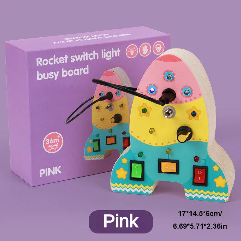 Planche d’activités Montessori / Circuit LED avec prise et interrupteur ON/OFF / Développement de la motricité fine et des capacités cognitives / Jouet éducatif pour bébés / Idée cadeau Busy Board