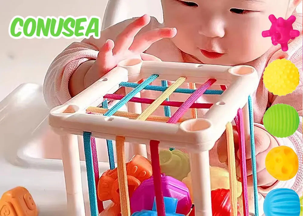 Jouets Montessori Bébé 18 Mois Jeux Éducatifs et Sensoriels, Développement des Sens, Blocs Colorés, Jeu de Tri pour Bébés et Nourrissons - easyfycontrol