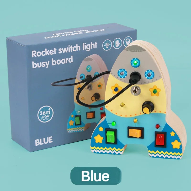 Planche d’activités Montessori / Circuit LED avec prise et interrupteur ON/OFF / Développement de la motricité fine et des capacités cognitives / Jouet éducatif pour bébés / Idée cadeau Busy Board