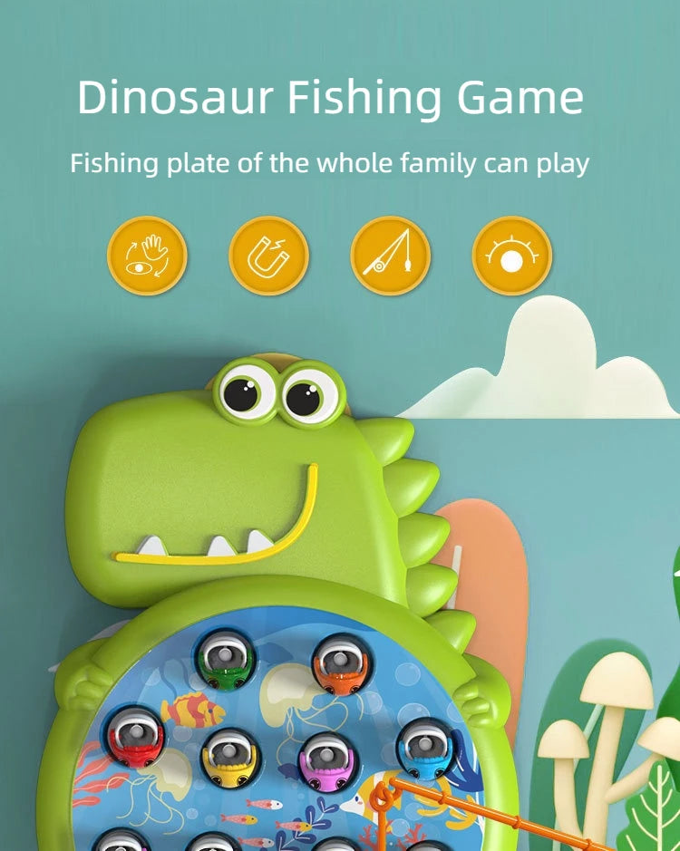 Jeu de pêche magnétique dinosaures / Jouet avec canne pour enfants / Jouet Montessori pour bébés / Jouet éducatif sans rotation / Idée cadeau
