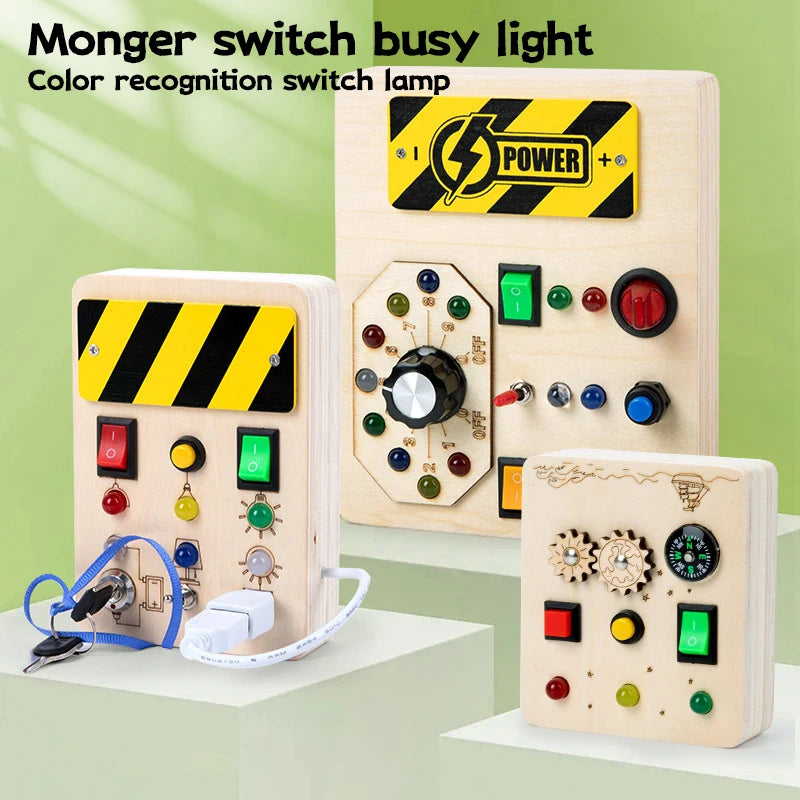 Bébé Montessori occupé conseil lumière LED interrupteurs panneau de commande jouets sensoriels en bois occupé conseil enfants jeux enfants Puzzle jouets cadeaux