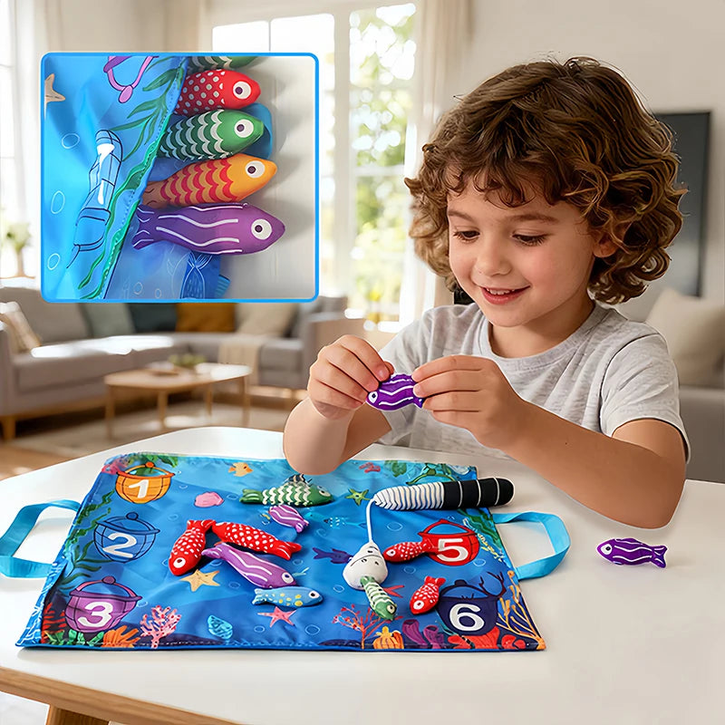 Jouets en tissu éducatifs pour bébés / Développement de l’attention et des capacités cognitives / Apaisants et organisants / Jeu de pêche amusant - easyfycontrol