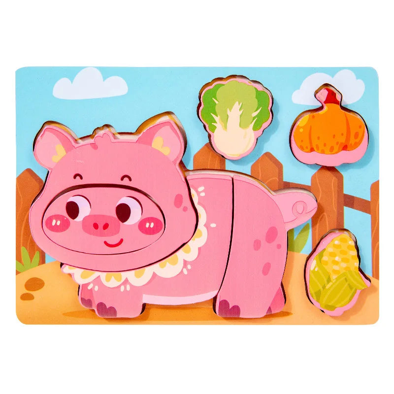 Puzzles en bois Montessori pour tout-petits / Jouets Montessori pour enfants de 2 à 5 ans / Puzzle éducatif 3D dinosaures