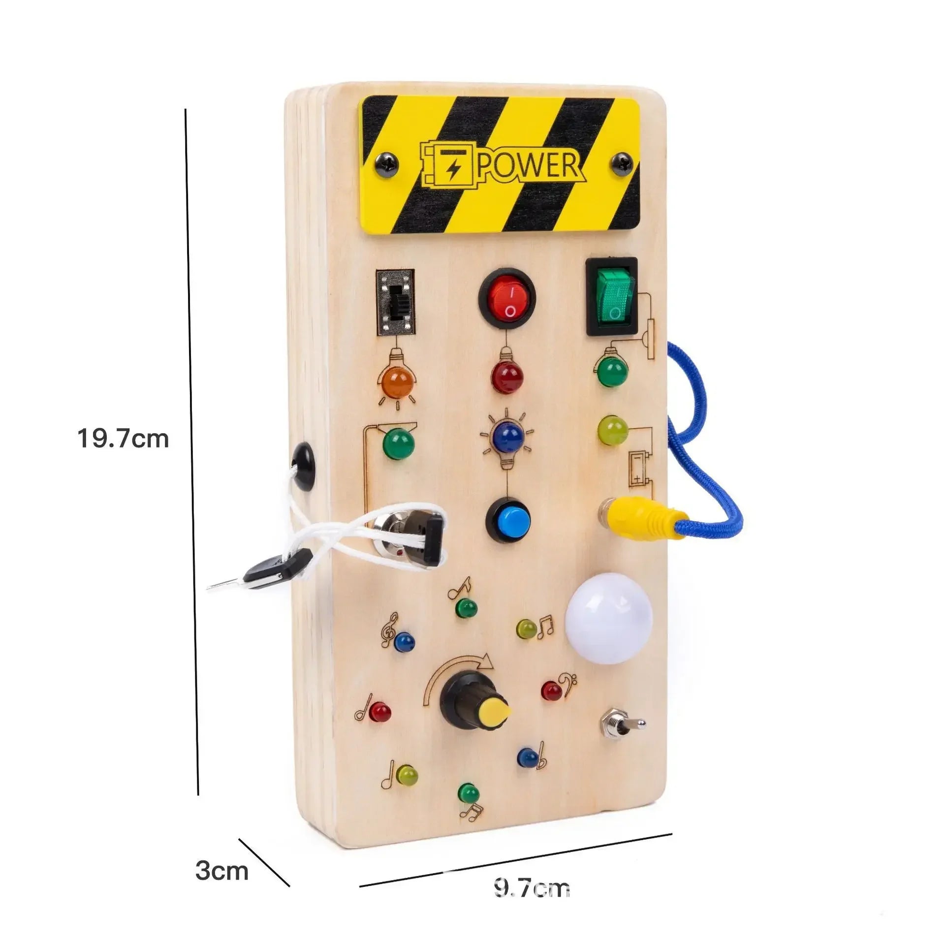 Planche d’activités Montessori / Circuit LED avec prise et interrupteur ON/OFF / Développement de la motricité fine et des capacités cognitives / Jouet éducatif pour bébés / Idée cadeau Busy Board