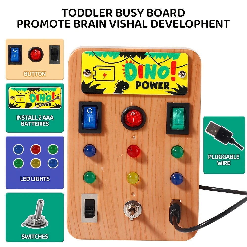 Panneau lumineux LED Montessori pour enfants, interrupteur de Simulation, panneau d'alimentation, bouton lumineux occupé, Puzzle, jouet d'apprentissage pour l'éducation précoce