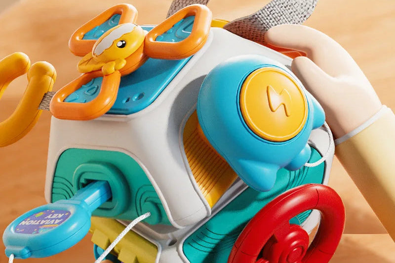 Cube de planche occupée pour bébé, jouets sensoriels Montessori pour tout-petits, activités d'apprentissage éducatives, jouet de voyage, boîte de verrouillage, motricité Fine - easyfycontrol