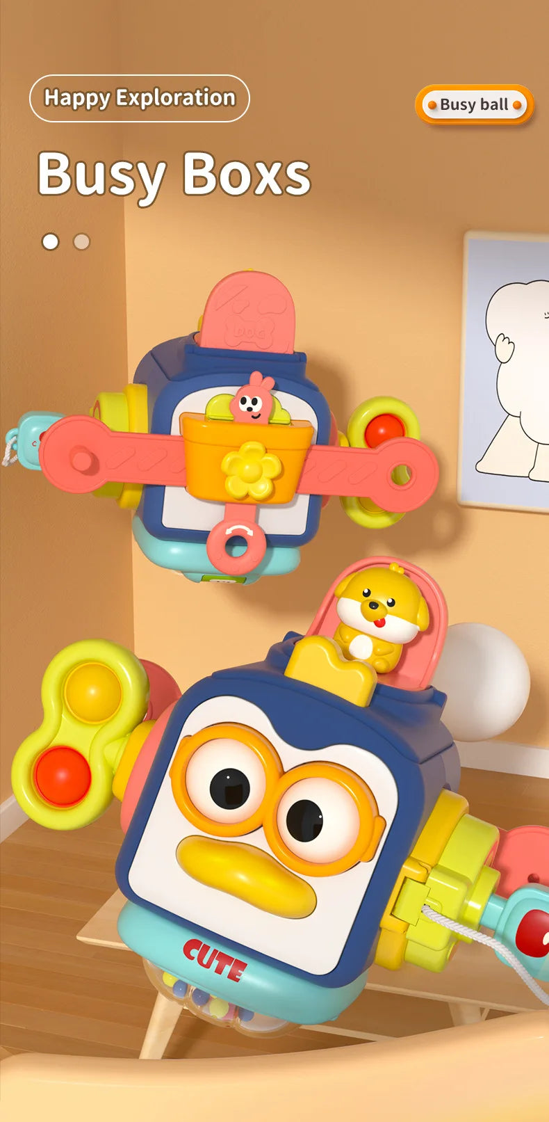 Cube de planche occupée pour bébé, jouets sensoriels Montessori pour tout-petits, activités d'apprentissage éducatives, jouet de voyage, boîte de verrouillage, motricité Fine