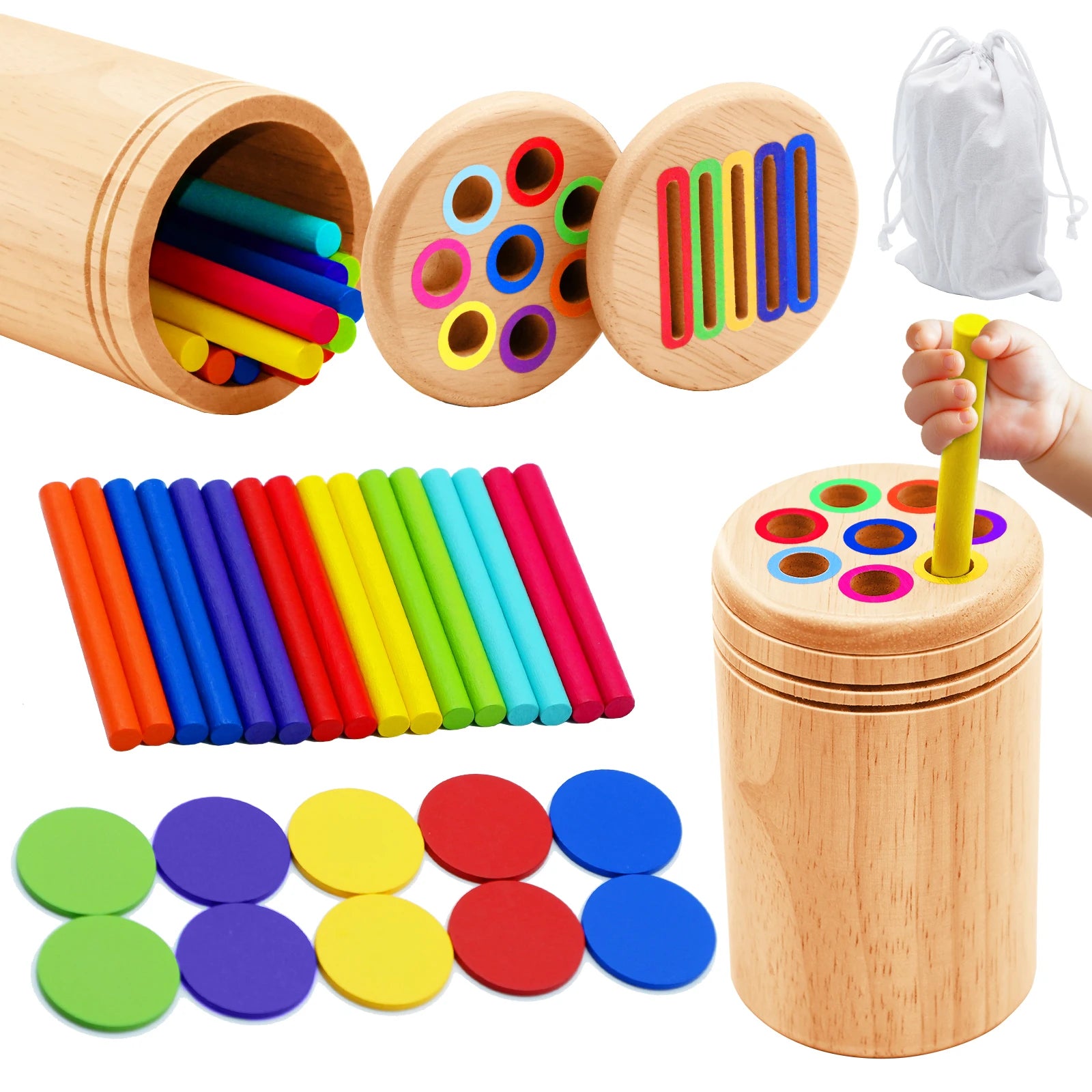 Jouets Montessori en bois / Tri des couleurs / Jouets de motricité fine / Association des formes / Jouets sensoriels / Puzzle éducatif pour tout-petits - easyfycontrol