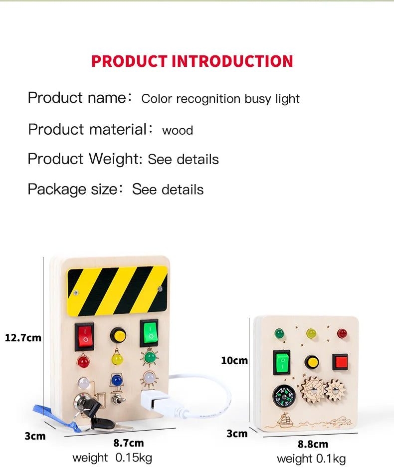 Bébé Montessori occupé conseil lumière LED interrupteurs panneau de commande jouets sensoriels en bois occupé conseil enfants jeux enfants Puzzle jouets cadeaux